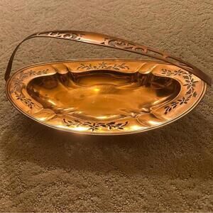 Vintage Copper Basket with Decorative Cutouts